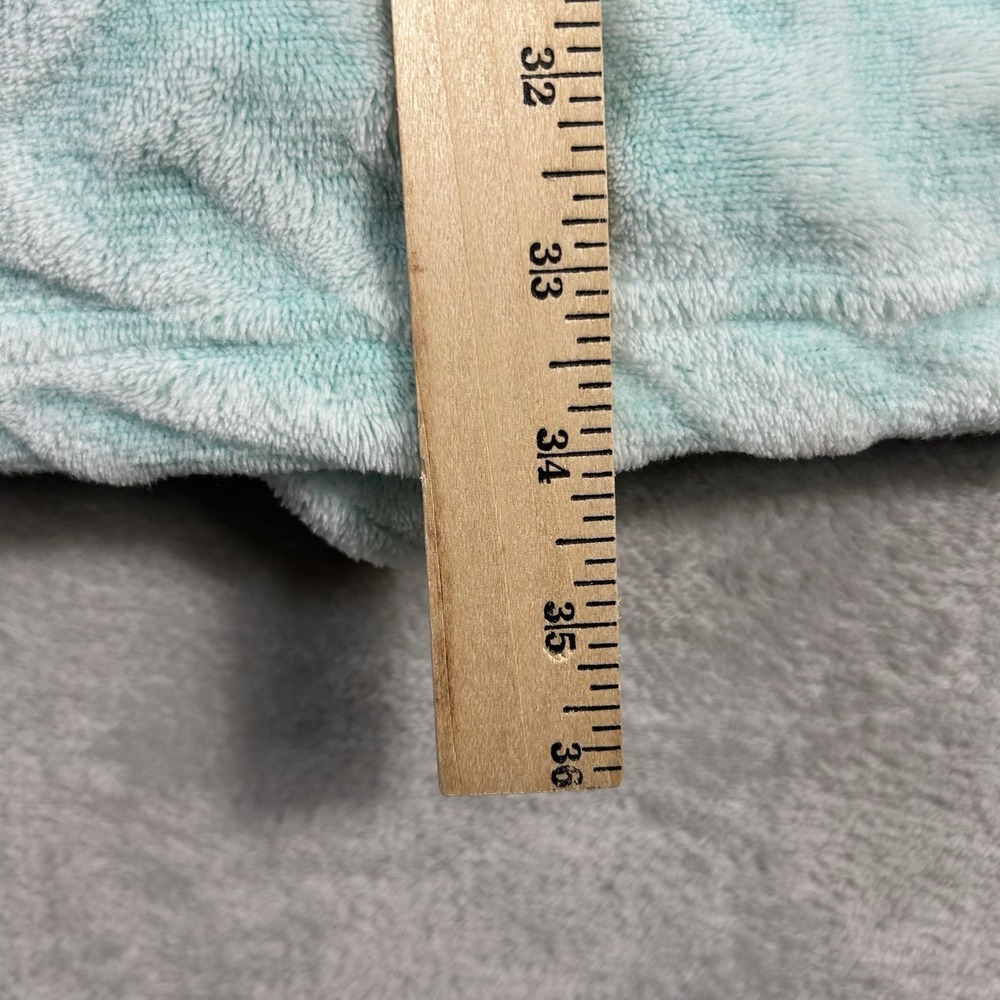 Victorias Secret PINK Plush Fleece Robe ML Mint Green Sherpa Hood Fluffy Belted - Picture 13 of 14